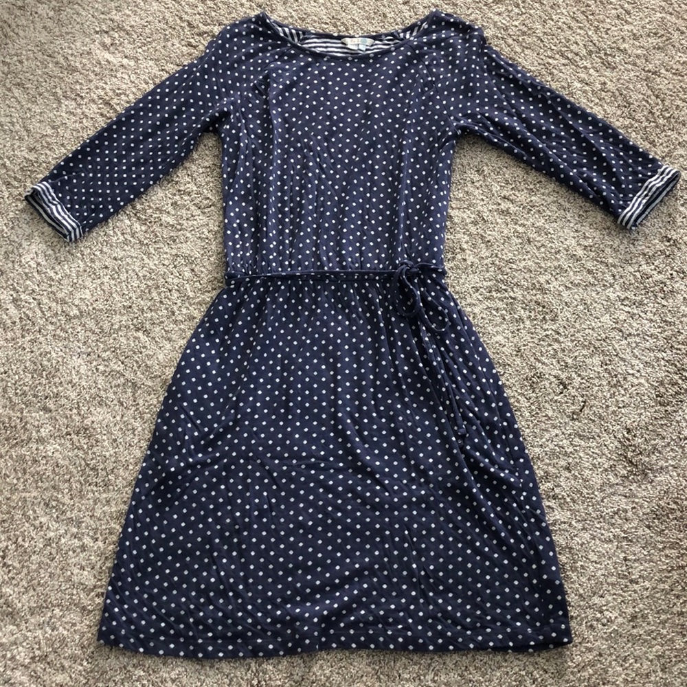 Boden Polka Dot Cotton Knit Midi Dress, size XS